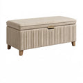 Banc coffre 100 x 45 x 50 cm en tissu beige avec assise rembourrée style contemporain