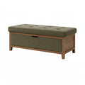 Banc de rangement 120 x 40 x 48 cm en bois et tissu vert olive - assise capitonnée style contemporain