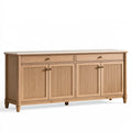 Buffet 180 x 45 x 90 cm en bois chêne clair à 4 portes et 2 tiroirs style classique