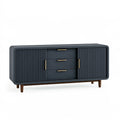 Buffet 160 x 40 x 75 cm en bois bleu foncé à portes rainurées style contemporain