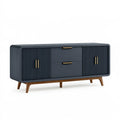 Buffet 160 x 40 x 80 cm noir en bois à 2 portes et 2 tiroirs style contemporain