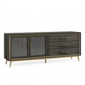 Buffet 160 x 40 x 80 cm en bois noir et doré - rangement moderne