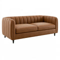 Canapé 2 places 180 cm en revêtement synthétique marron pour salon style contemporain