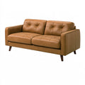 Canapé 2 places 170 cm aspect cuir camel capitonné style contemporain