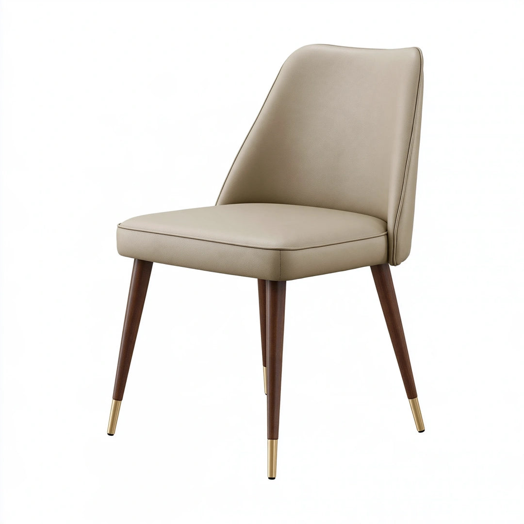 Chaise de salle à manger 48 x 57 x 85 cm en similicuir beige pieds en bois style contemporain