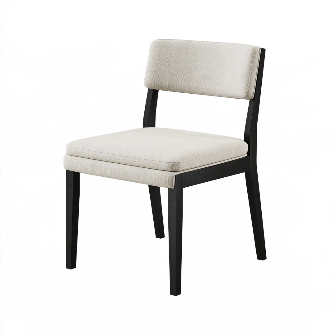 Chaise de salle à manger 50 x 58 x 82 cm en tissu beige et bois noir style contemporain