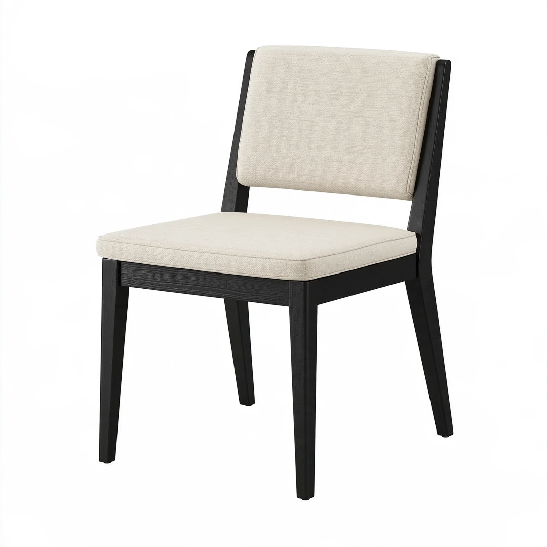 Chaise de salle à manger 50 x 58 x 82 cm bois noir tissu beige style contemporain