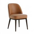 Chaise de salle à manger 52 x 60 x 85 cm en similicuir camel avec pieds en bois style contemporain