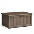 Coffre de rangement extérieur 120 x 62 x 63 cm en résine brun avec couvercle verrouillable