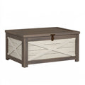 Coffre de rangement 120 x 60 x 55 cm en résine brun et gris clair - Style rustique avec couvercle verrouillable