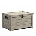 Coffre de rangement 120 x 60 x 65 cm en bois gris clair style industriel avec couvercle